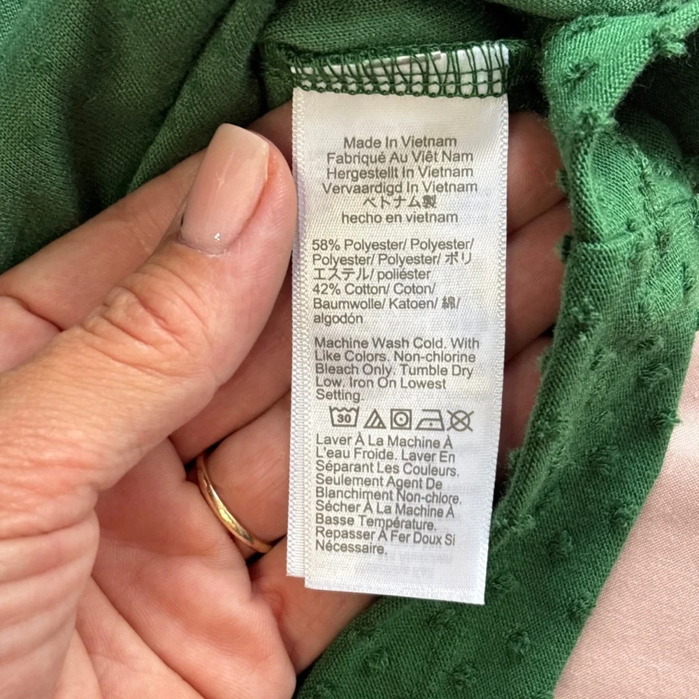 J. Crew Emerald Green Ruffle Sleeve Textured Blouse Tank Top size Large - Picture 5 of 5